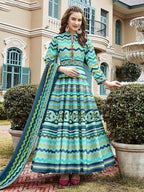 Myra Multicolour Silk Digital Patola Gown | Grab2Buy
