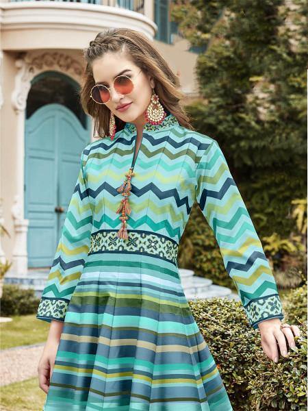 Myra Multicolour Silk Digital Patola Gown | Grab2Buy