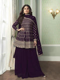 Myra Purple Georgette Embroidered Palazzo Suit | Grab2Buy