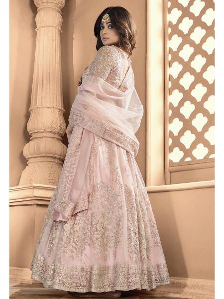 Myra Dusty Pink Butterfly Net Embroidered Anarkali Suit | Grab2Buy