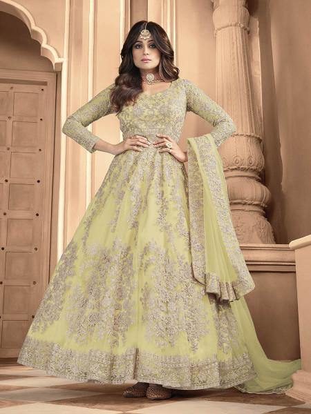 Myra Pista Butterfly Net Embroidered Anarkali Suit | Grab2Buy