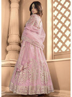 Myra Pink Butterfly Net Embroidered Anarkali Suit | Grab2Buy