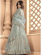 Myra Sea Blue Butterfly Net Embroidered Anarkali Suit | Grab2Buy