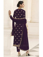 Myra Wine Jacket style Heavy Embroidered Suit | Grab2Buy