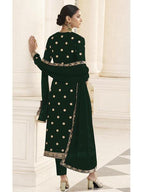 Myra Deep Green Jacket style Heavy Embroidered Suit | Grab2Buy