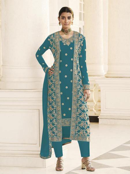 Myra Rama Jacket style Heavy Embroidered Suit | Grab2Buy