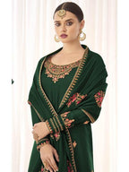 Myra Green Georgette Embroidered Palazzo Suit | Grab2Buy