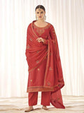 Myra Orange Georgette Embroidered Palazzo Suit | Grab2Buy