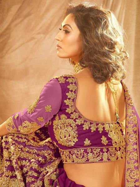 Myra Wine Heavy Embroidered Net Lehenga | Grab2Buy