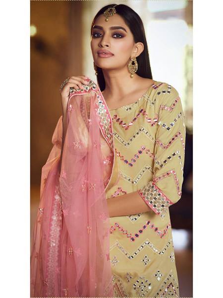 Myra Beige Heavy Embroidered Gharara Suit | Grab2Buy