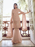 Myra Light Peach Heavy Embroidered Gharara Suit | Grab2Buy
