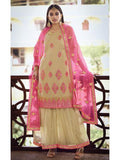 Myra Beige and Pink Heavy Embroidered Gharara Suit | Grab2Buy