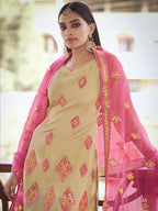 Myra Beige and Pink Heavy Embroidered Gharara Suit | Grab2Buy
