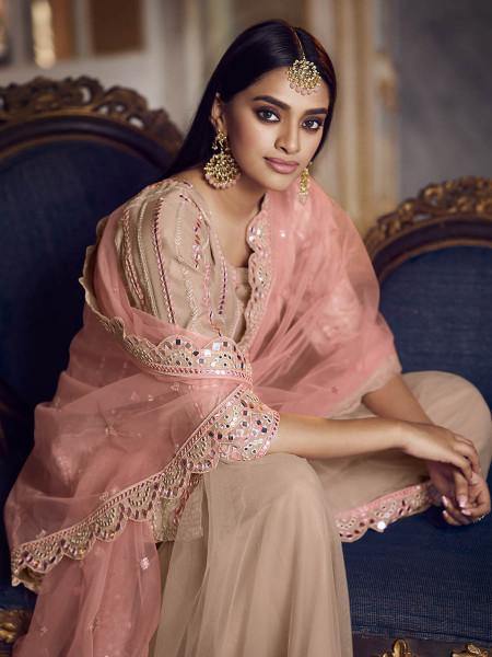 Myra Peach Heavy Embroidered Gharara Suit | Grab2Buy
