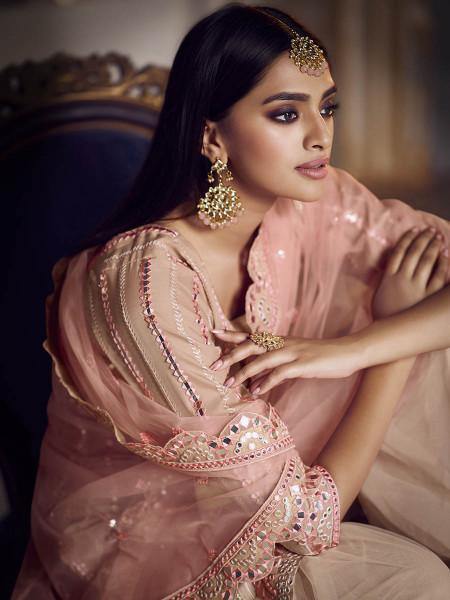 Myra Peach Heavy Embroidered Gharara Suit | Grab2Buy