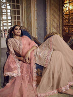 Myra Peach Heavy Embroidered Gharara Suit | Grab2Buy