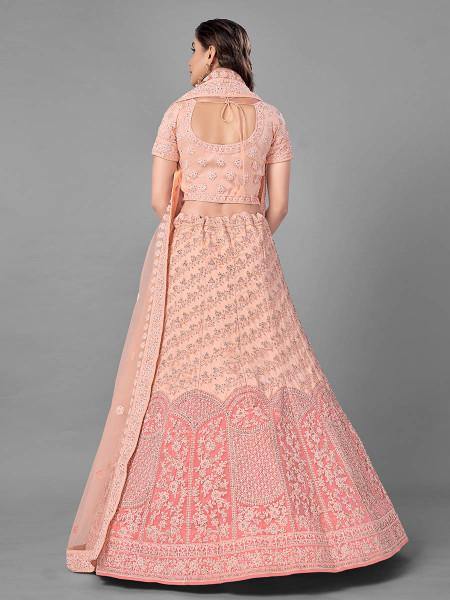 Myra Peach Heavy Embroidered Soft Net Bridal Beautiful Lehenga | Grab2Buy
