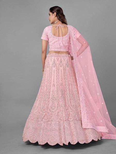 Myra Traditional Pink Heavy Embroidered Soft Net Bridal Lehenga | Grab2Buy