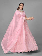 Myra Traditional Pink Heavy Embroidered Soft Net Bridal Lehenga | Grab2Buy
