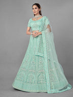 Myra Sea Green Heavy Embroidered Soft Net Bridal Lehenga | Grab2Buy