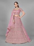 Myra Bridal Lehenga in Pink Heavy Embroidered Soft Net | Grab2Buy