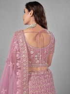Myra Bridal Lehenga in Pink Heavy Embroidered Soft Net | Grab2Buy
