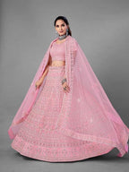 Myra Fashion Pink Heavy Embroidered Soft Net Bridal Lehenga | Grab2Buy