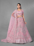 Myra Pink Heavy Embroidered Soft Net Bridal Lehenga For Girls | Grab2Buy