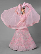 Myra Pink Heavy Embroidered Soft Net Bridal Lehenga For Girls | Grab2Buy