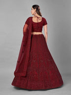 Myra Beautiful Red Heavy Embroidered Soft Net Bridal Lehenga | Grab2Buy