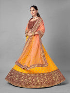Myra Musturd Heavy Embroidered Soft Net and Velvet Bridal Lehenga | Grab2Buy
