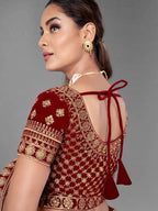 Myra Musturd Heavy Embroidered Soft Net and Velvet Bridal Lehenga | Grab2Buy