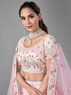 Myra Beautiful Pink Heavy Embroidered Soft Net Bridal Lehenga | Grab2Buy