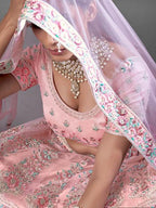 Myra Beautiful Pink Heavy Embroidered Soft Net Bridal Lehenga | Grab2Buy