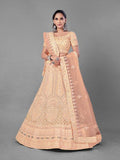 Myra Fashion Peach Heavy Embroidered Soft Net Bridal Lehenga | Grab2Buy