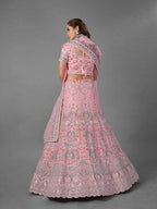 Myra Pink Heavy Embroidered Soft Net Bridal Lehenga | Grab2Buy