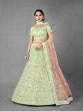 Myra Bridal Lehenga in Pista Heavy Embroidered Soft Net | Grab2Buy