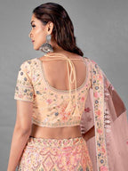 Myra Beautiful Peach Heavy Embroidered Soft Net Traditional Bridal Lehenga | Grab2Buy