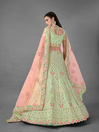 Myra Beautiful Pista Heavy Embroidered Art Silk Bridal Lehenga | Grab2Buy