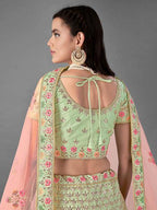 Myra Beautiful Pista Heavy Embroidered Art Silk Bridal Lehenga | Grab2Buy