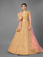 Myra Latest Yellow Heavy Embroidered Art Silk Bridal Lehenga | Grab2Buy