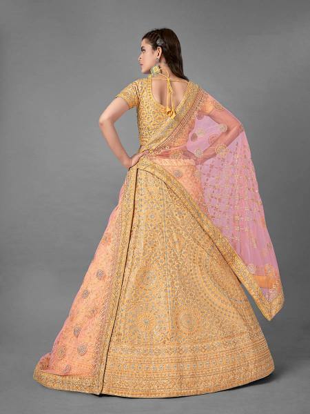 Myra Latest Yellow Heavy Embroidered Art Silk Bridal Lehenga | Grab2Buy