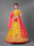 Myra Beautiful Yellow Heavy Embroidered Art Silk Bridal Lehenga | Grab2Buy