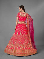 Myra Pink Heavy Embroidered Satin Bridal Lehenga | Grab2Buy