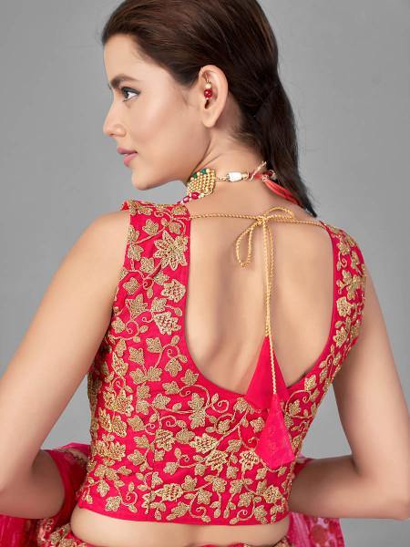 Myra Red Heavy Embroidered Soft Net Bridal Lehenga | Grab2Buy
