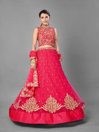 Myra Red Heavy Embroidered Soft Net Bridal Lehenga | Grab2Buy