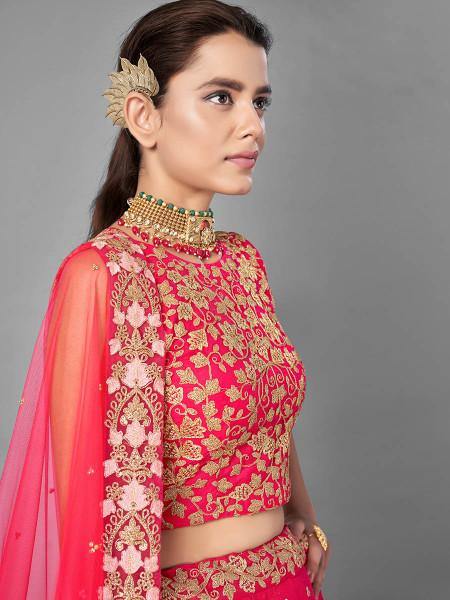 Myra Red Heavy Embroidered Soft Net Bridal Lehenga | Grab2Buy