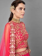 Myra Red Heavy Embroidered Soft Net Bridal Lehenga | Grab2Buy