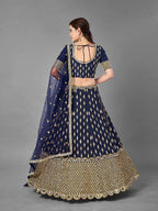 Myra Navy Blue Heavy Embroidered Art Silk Bridal Lehenga | Grab2Buy