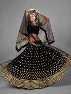 Myra Black Heavy Embroidered Georgette Bridal Lehenga | Grab2Buy